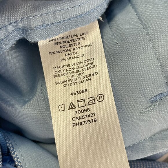 NEW Ann Taylor Womens 16 Straight Leg Pants Blue Linen Blend Mid Rise Career - Picture 6 of 11